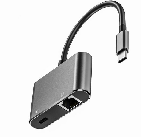 1000Mbps Tipo-C para RJ45 Plugue de cabo da Internet e reproduza USB para Ethernet Adapter Support Charging PD para telefone celular/tablet