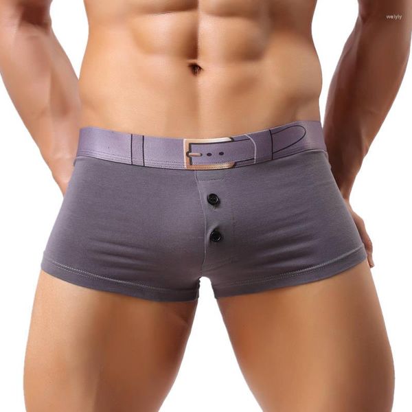 Сексуальные мужские мужские 3D -печатные ремни нижнее белье боксеры для боксеров Boxer Boxer Shorts Shrunks Males Button Buttory Dethablet