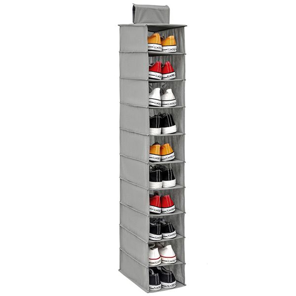 Lagerung Halter Racks Hängen Schuh Organizer 10 Schicht Heavy Duty Vlies Rack Faltbare Platzsparende Regal Kleidung Hut 230615