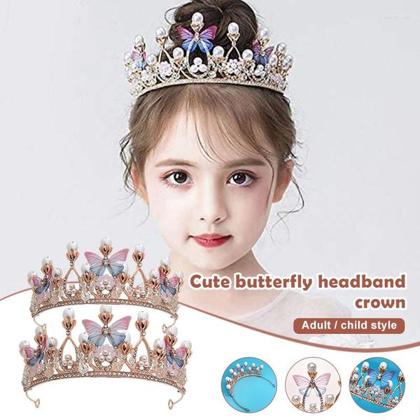 Haarspangen Schmetterling Schmuck Perlen Kristall Tiaras Prinzessin Kostüm Krone für Kinder Mädchen Frauen Damen Braut Hochzeit Zubehör