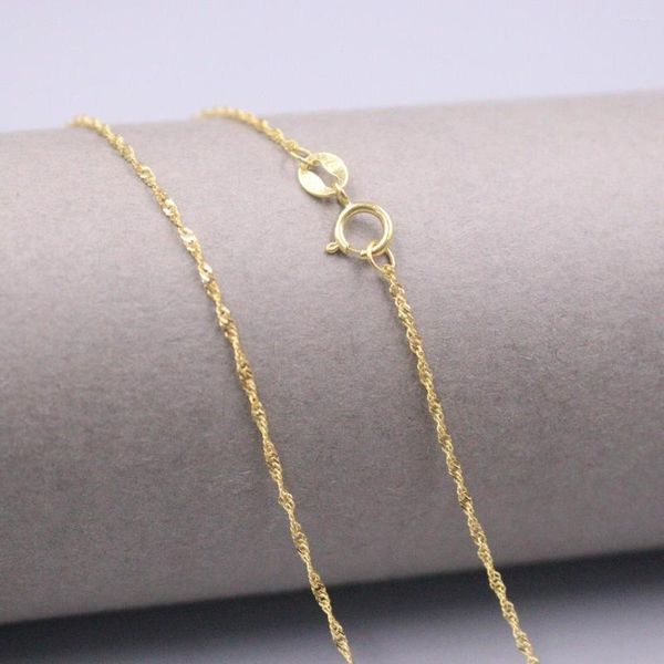 Catene Au750 Real 18K Yellow Gold Chain Neckalce per donna Donna 0.9mm Singapore Link Choker Collane 18''L Gift