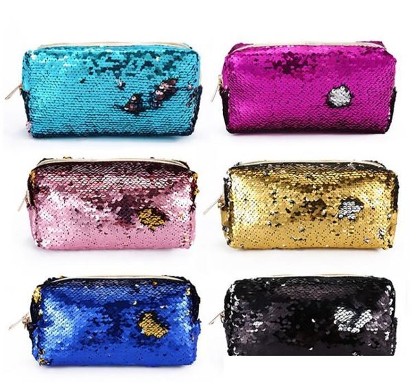 Frauen Reise Glitzer Kosmetiktasche Bleistift Box Pailletten Make-Up Fall Geschenk Tragbare Make-Up Tasche Pailletten Reißverschluss Pinsel Organizer Reise Tragbare