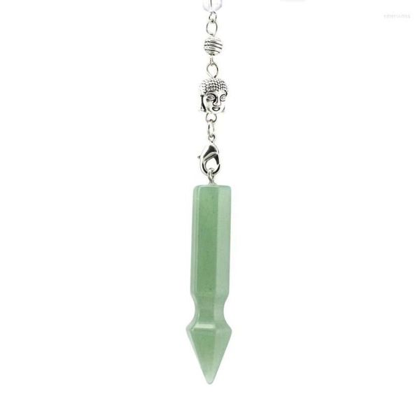 Collane con ciondolo Guarigione Pendolo in pietra naturale a punta per rabdomanzia Divinazione Buddha Charm Reiki Crystal Quartz 7 Chakra Chain Pendulo