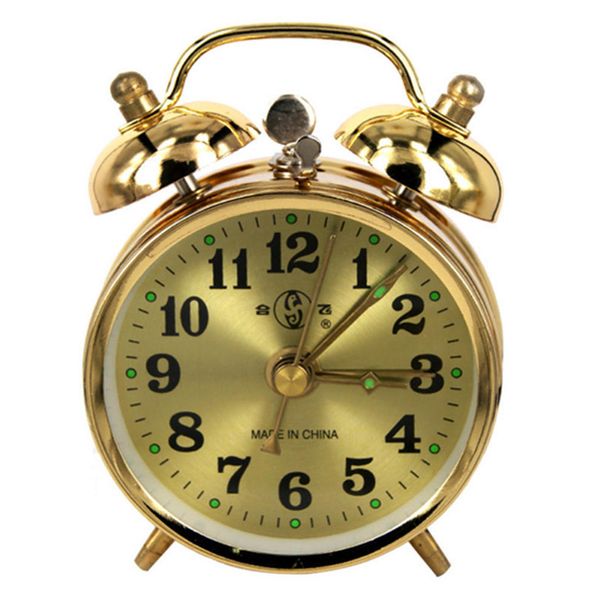 Relógios de Mesa De Mesa Relógio Despertador Mecânico Dourado Ferradura Manual Relógio De Metal Vintage 230615