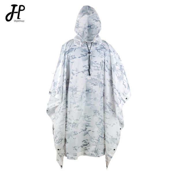 Roupa de chuva ao ar livre com capuz respirável capa de chuva camo poncho exército tático capa de chuva acampamento caminhadas caça observação de pássaros terno viagem engrenagens de chuva 230615