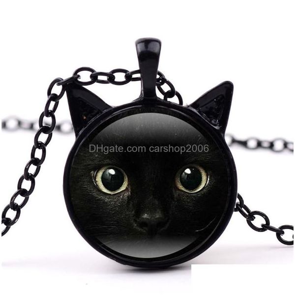 Collane con ciondolo Animale Cat Ear Frame Vetro Cabochon Collana Pendenti Gioielli di moda Per le donne Regalo per bambini Drop Delivery Dhvur