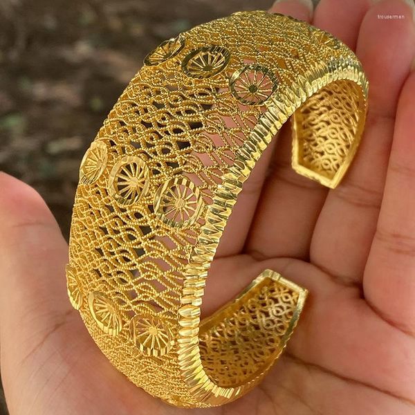 Armreif 24k Kupfer gebogene Form für Frauen Goldfarbe Dubai großes Armband afrikanischen Schmuck Saudi-Arabien Geschenke