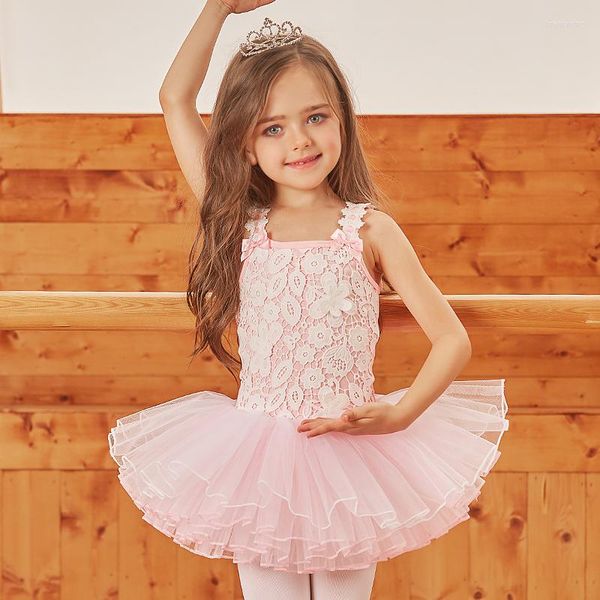 Stage Wear Ballet TuTu Skirt Girls 2023 Pink Practice Dance Costume Children High Quality Long Sleeve Dancing