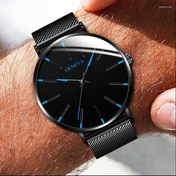 Relógios de pulso esporte masculino relógio moda aço inoxidável para homem malha de quartzo simples casual masculino relógio vendas relógio masculino relógio masculino