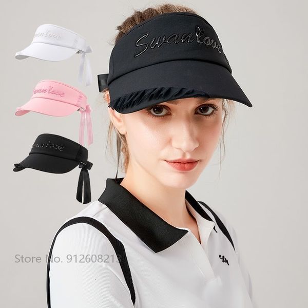 Snapbacks SG Feminino Protetor Solar Ajustável Golfe Chapéu de Ponta Renda Bowknot Cartolas Vazios Viseira de Sol Respirável para Menina Bonés à Prova de UV 230615