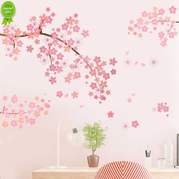 Novo 2 pçs/pacote flor de ameixa pétalas adesivos de parede papel de parede removível decoração do quarto papel pegajoso para decoração de casa