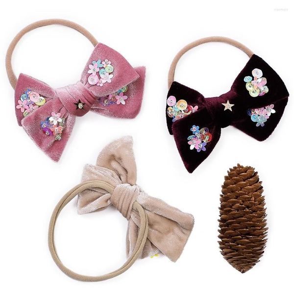 Аксессуары для волос с блестками цветы для девочек лук ручной работы детские повязки для девочек.
