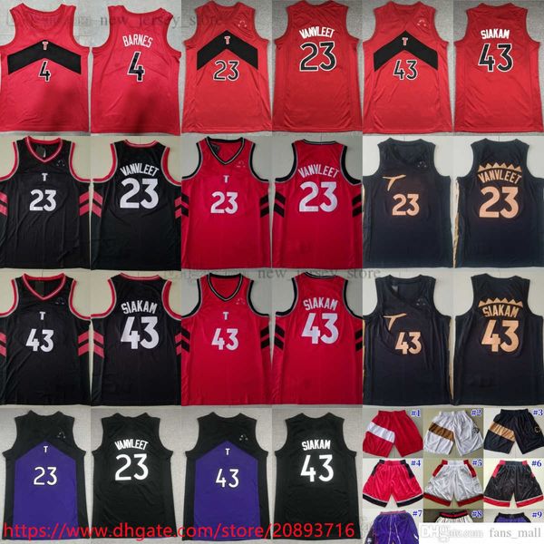 4 Scottie Barnes Trikot Ed Basketball 43 Pascal Siakam 23 Fred Vanvleet Trikots 2023 Neu Schwarz Weiß Rot City Shorts