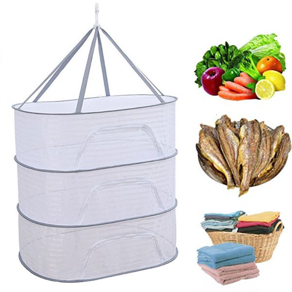 Altro Home Storage Organization 1pc Stendibiancheria 1 3 Strati Pieghevole Rete per pesci Rete in fibra di poliestere non tossica Rete per appendere gamberetti Frutta 230615