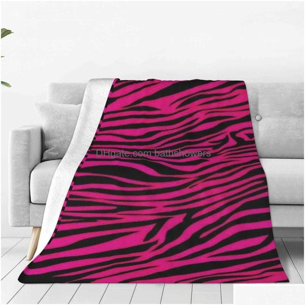 Decken Decke Gothic Rosa Zebra Streifen Veet Sommer Klimaanlage Mtifunction Weiche Überwurf Für Sofa Auto Plüsch Dünne DH84E