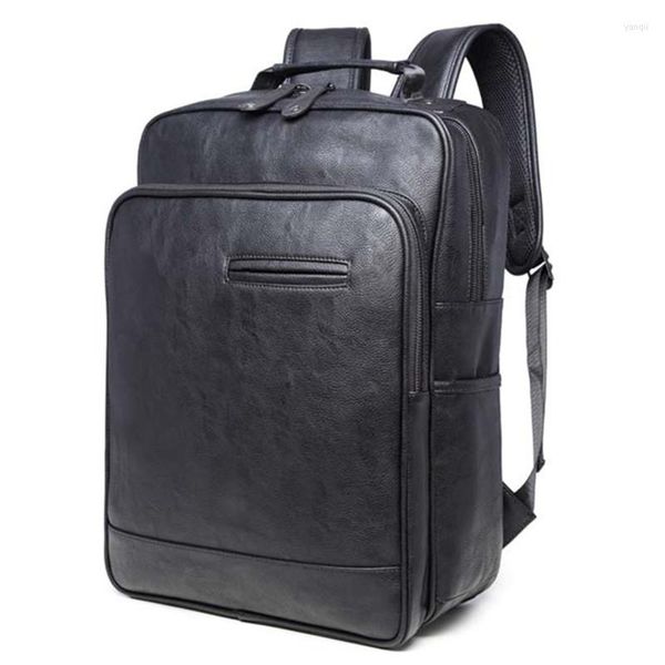 Mochila de negócios bolsa à prova d'água para homem viagem couro PU laptop tablet CP bolsa adolescente estudante mochila lazer pacote escolar
