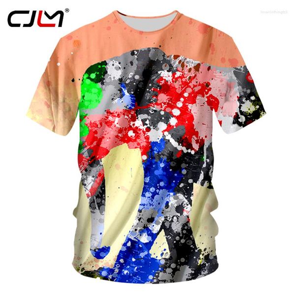Camisetas masculinas CJLM Summer Tops Cool T-shirt Men 3D Print Splash Paint Tshirts Moda masculina Manga curta gola redonda Tee Casual Roupas de fitness