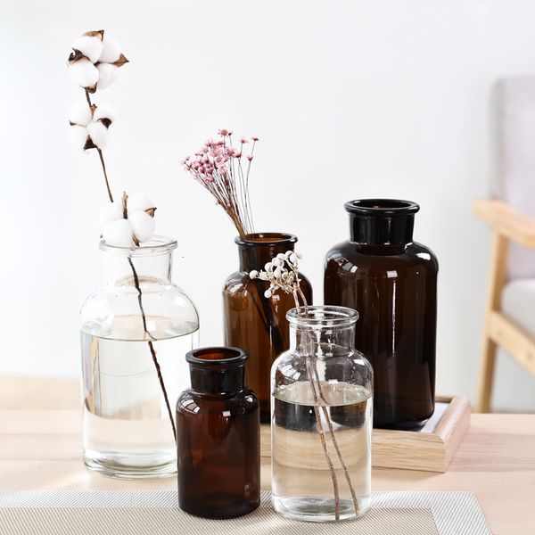 Vasi Vaso in vetro per la casa Piccola bottiglia per piante idroponiche Decorazione per soggiorno Fiori secchi Trasparente 230615