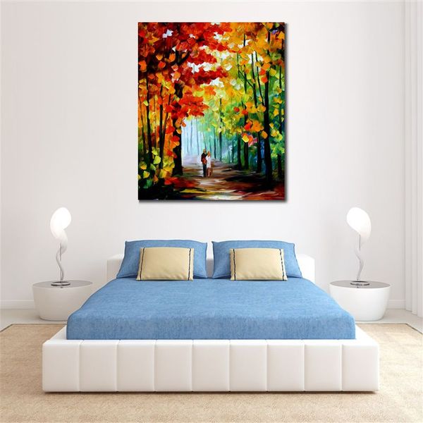 Quadro astratto su tela Morning in The Woods Dipinto a mano di paesaggi urbani per hotel Decor Modern