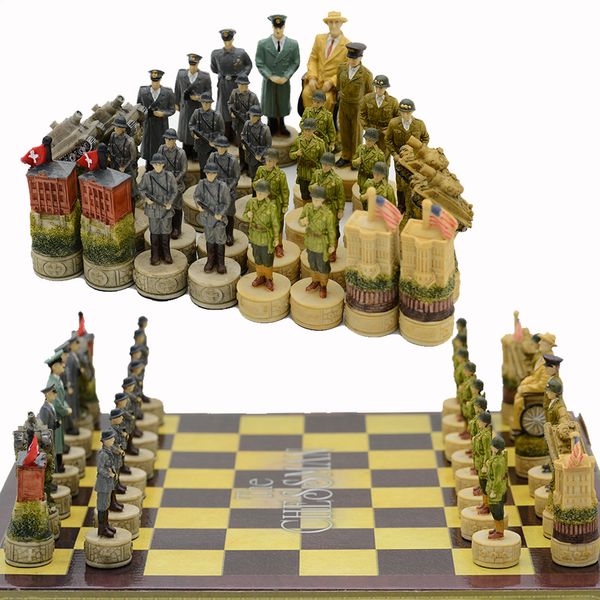 Шахматные игры Немецкий и американский персонаж Тема смола смола головоломка игрушка Toy Luxury Knight Holiday Surprise Collection 230616
