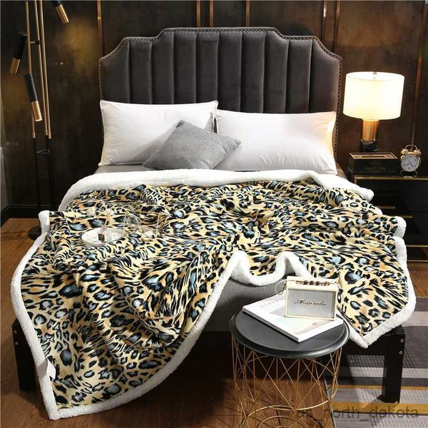Cobertor de luxo dourado com estampa de leopardo para sofá térmico cobertor decorativo para sofá cobertor de lã macia R230616