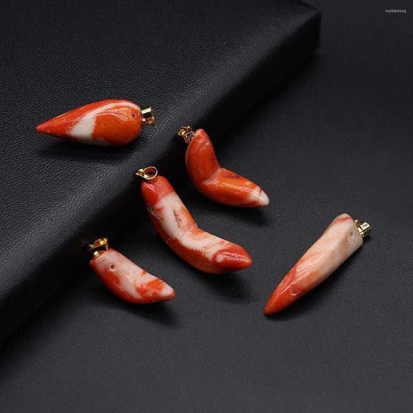 Colares com pingente 1 peça natural mar bambu coral vermelho polimento irregular trabalho manual amuletos brancos para fazer joias faça você mesmo