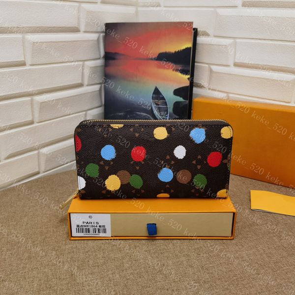 Yayoi Kusama Multicolor Dot Carteira Desenhista Moeda Titulares De Cartão Bolsa De Alta Qualidade SARAH CHAVES Bolsa De Couro Envelope Carteiras Titular De Cartão De Crédito M81864