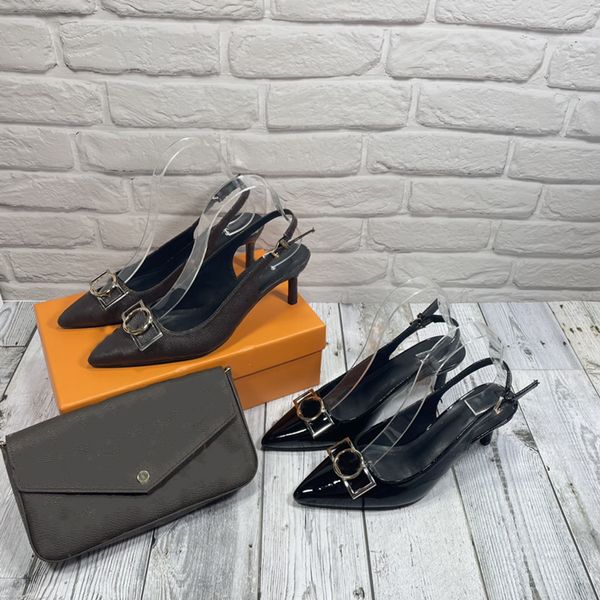 Ayakkabı çiçek eski elbise tasarımcısı baskı sivri ayak parmakları sandaletler seksi kadınlar Slingbacks yüksek topuk parti 6.5cm kutu 98765