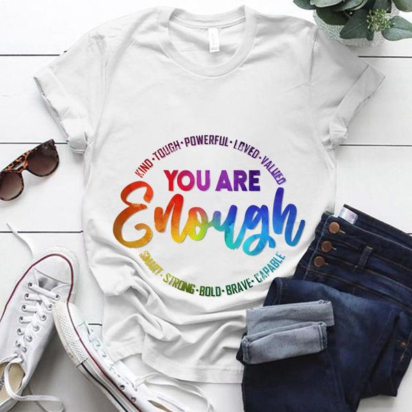 Camisetas Masculinas Camisetas Femininas You Are Enough Tops Lesbian Lovers T-shirt Feminino Verão Meninas Manga Curta Tee Pride Month T-shirts