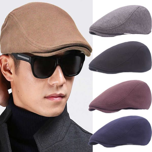 Berretti in lana regolabile Berretti da strillone Uomo Donna Berretti casual Berretto piatto in edera Morbido tinta unita Cappello antivento da esterno Unisex Nero Grigio Cappelli Z0613