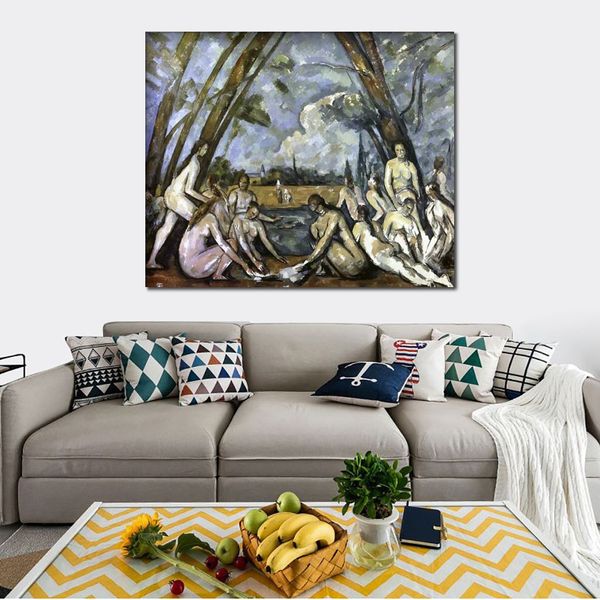 Canvas Art Impressionist Les Grand Baigneuses Paul Cezanne Painting Paint Decor -Romantic Decor per cucina