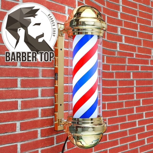 Outros cuidados com o cabelo 29'' Barber Pole Light Salon Hair Salon Barbearia Sinal aberto Rotativo Tiras de LED douradas IP54 À prova d'água Economize energia Luz de montagem na parede 230616