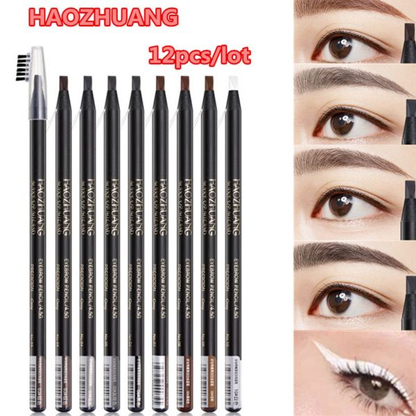 Miglioratori di sopracciglia 12PCS Matita bianca Draw Line Pen Eyeshadow Natural LongLasting Tattoo Tint Waterproof Eye Brow Makeup Beauty Kit 230615