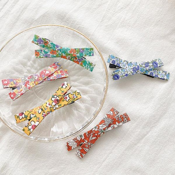 Haarschmuck 2023 Kinder Niedliche Farben Floral Cross Bow Ornament Clips Mädchen Schöne süße Barrettes Haarnadeln Kinder