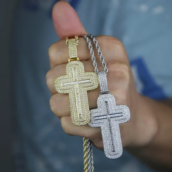 Neue Design Kreuz Anhänger Halsketten Männer Frauen Hip Hop Bling Lange Pullover Kette Schmuck Mode Geschenk