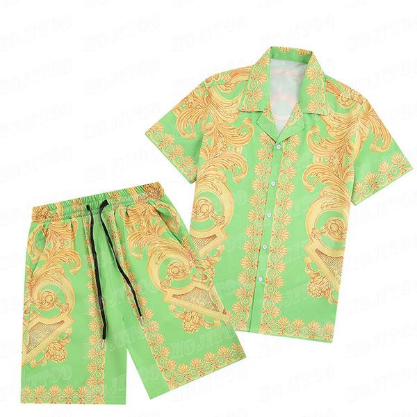 Винтажные печатные шорты рубашки наборы для мужчин летние каникулы пляжные брюки повседневные костюмы