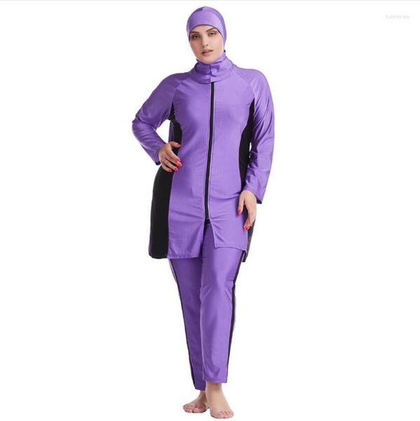 Etnik Giyim 3pc Sport Müslüman Kadın Mayo Mütevazı Yüzme Kıyafetleri İslami Mayolar Artı Boyut Burkini 6xl Yaylı Takım Mayo İslami