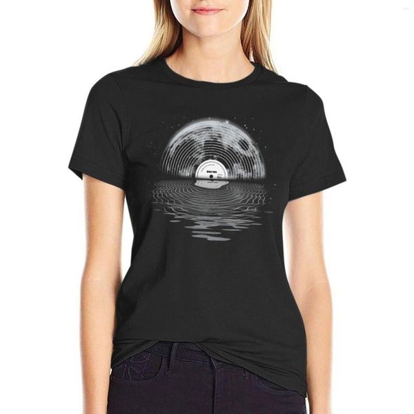 Polos femininas Moon Song T-shirt vintage roupas superdimensionadas tops de verão camiseta feminina