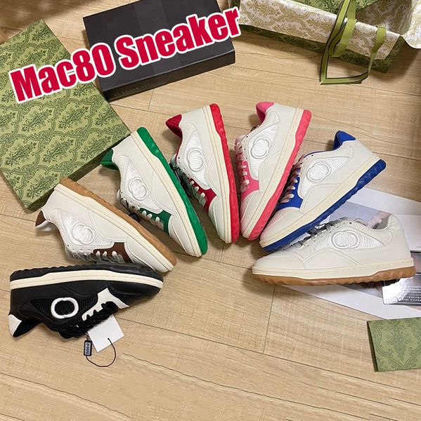 Tasarımcı G Mac80 Sneakers Erkek Kadınlar Koşu Ayakkabı Koşuyor Lüks Moda Birleştirici Vintage Logo Tıknaz Bej Tuval Deri Baskılı Spor Eğitmenleri