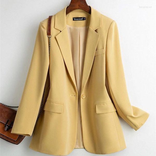 Abiti da donna Cappotto da abito Abbigliamento da donna Coreano 2023 Primavera British Street Nero Giallo Moda Giacca bianca Streetwear Business Casual