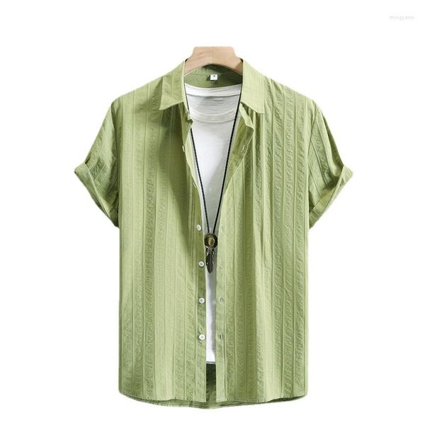 Camisas casuais masculinas Produto mais vendido em 2023 Camisas masculinas de verão Moda Lapela Roupas de manga curta