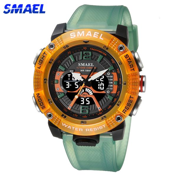 Andere Uhren SMAEL Marke Mode Student Geschenk Sportuhr für Männer Wasserdicht Jugend Alarm Digital LED Stoppuhr Quarz Analog Armbanduhr Männlich 230615