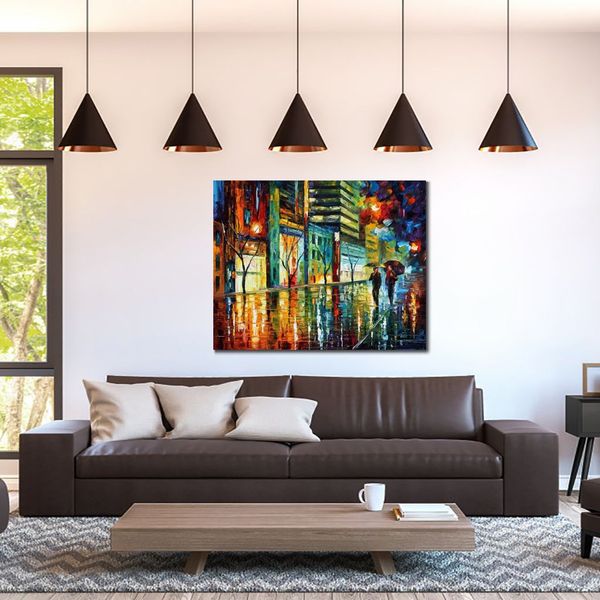 Arte paesaggistica fatta a mano su tela Night Jerusalem Vibrant Street Artwork Painting Home Decor