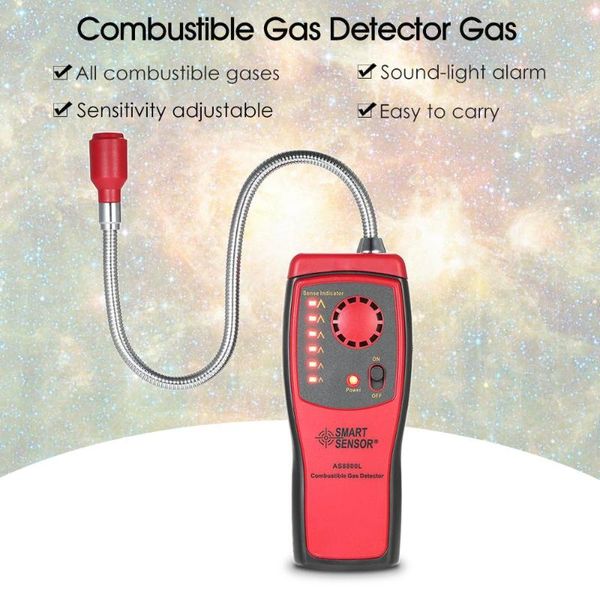 Rilevatore di gas combustibile Rilevatore di gas intelligente portatile Analizzatore di perdite di metano Naturalgas con allarme sonoro e luminoso