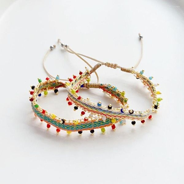 Braccialetti con ciondoli 5 pezzi Boho Summer Colorful Jewelry Bracciale in tessuto intrecciato fatto a mano per gioielli da donna Regali per feste