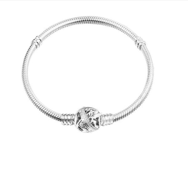 Tinker Bell Clasp Moments Snake Chain Bracelet 925 Sterling Silver Charm Bracelets for Women DIY Jewelry Pulseras Wholesale 2023 new