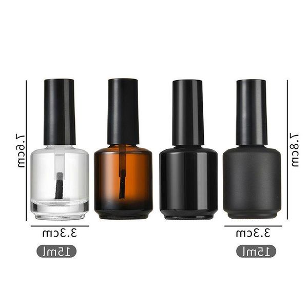 100 Stück 15 ml Black Frost Clear Leere Flasche Nagellack Glasflasche 1/2 Unze Nagellackbehälter Glasflasche mit Pinselverschluss F2744 Jhimw