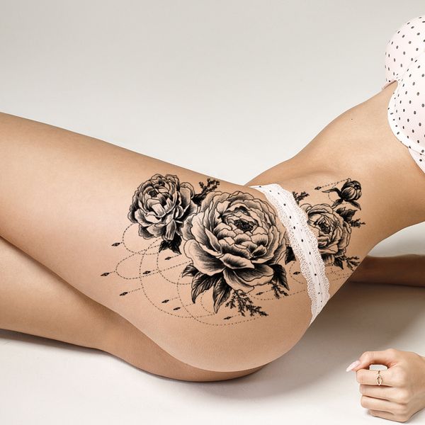Tatuaggi temporanei 1PC 3D Adesivi tatuaggio nero Fiore Serpente Lupo Braccio impermeabile Body Art Donna Ragazze 230616
