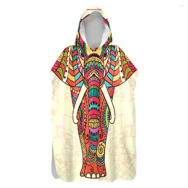 Asciugamano Elefante Mandala Quick Dry Unisex Adulto Bambino Poncho con Cappuccio Surf Sauna Spa Swim Beach Fasciatoio Sabbia Free Drop