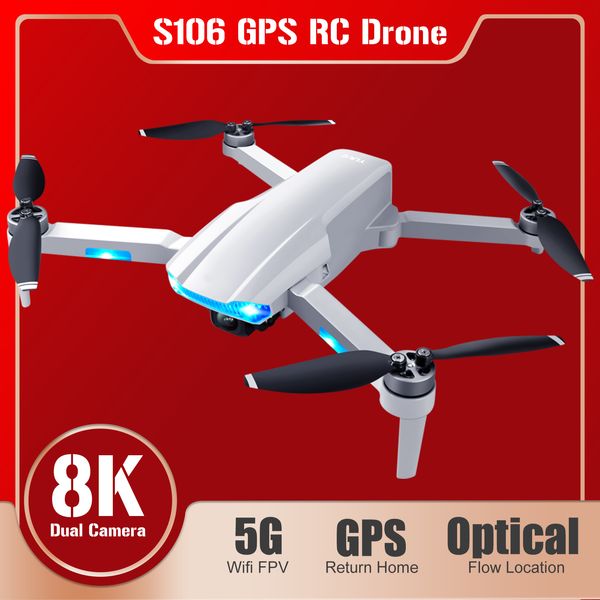 S106 RC Kameralı Drone 8K GPS 5GWIFI Optik Akış Konumlandırma Profesyonel Quadcopter Fırçasız Motor Sinek Mesafesi 500m